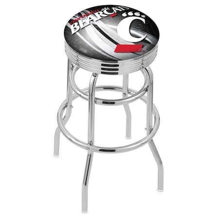 Holland Bar Stool Co 25" Chrome 2-Ring Cincinnati Swivel Bar Stool, Accent Ring L7C3C25Cincin-D2